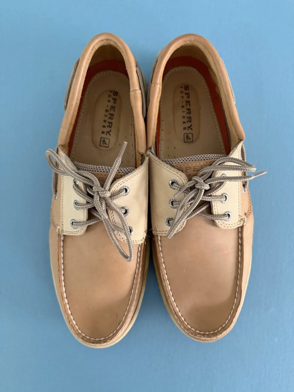 Sperry Top Sider Billfish 3-Eye Boat Shoes Light Brown Leather Loafers